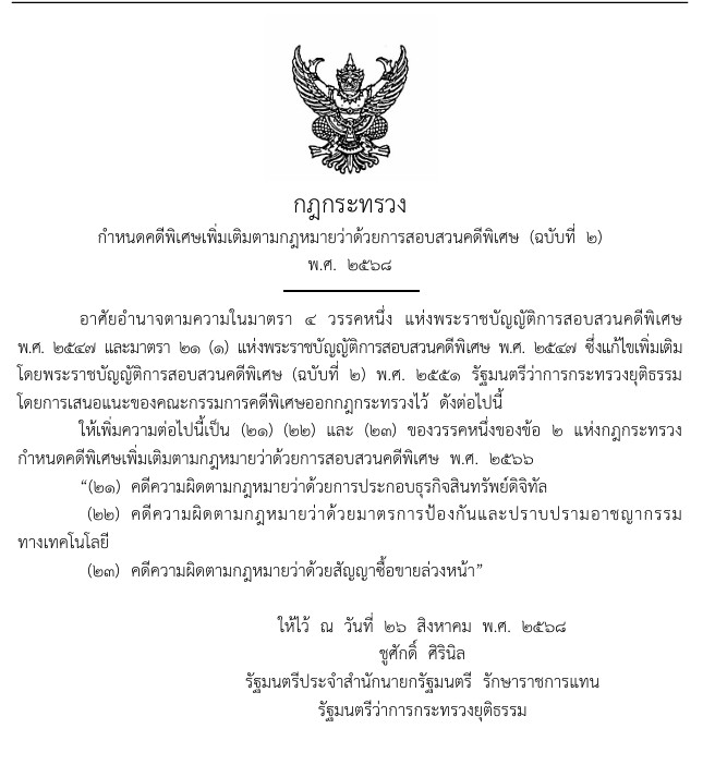 "สินทรัพย์ดิจิทัล" เข้าข่ายคดีพิเศษ กระทรวงยุติธรรมเพิ่มอำนาจสอบสวน DSI