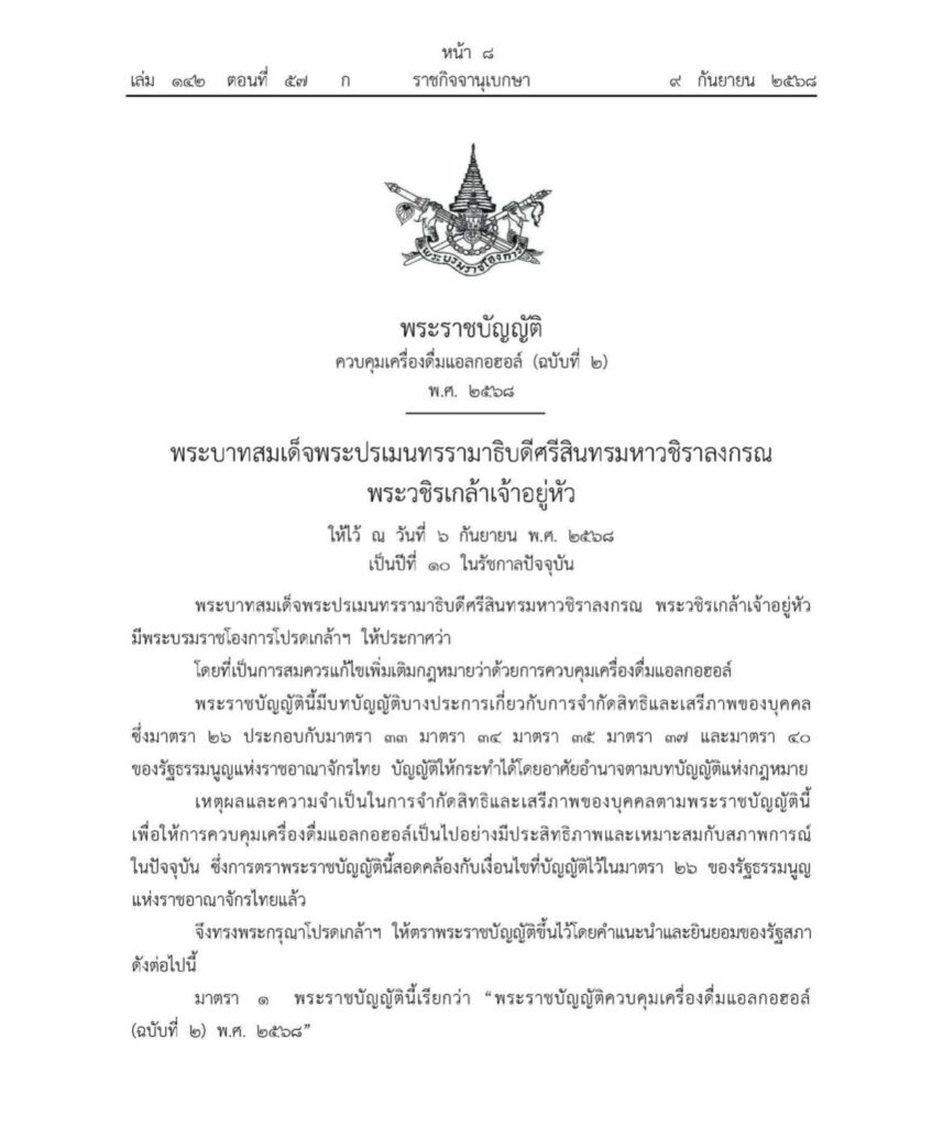 สธ.แจง พ.ร.บ.แอลกอฮอล์ใหม่ยังไม่ขาย 24 ชั่วโมง รอคณะกรรมการชุดใหม่กำหนด
