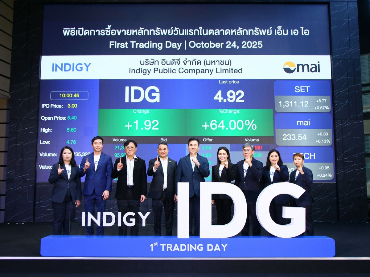IDG เทรดวันแรกพุ่งแรง เหนือจอง 80% ราคาเปิด 5.40 บาท