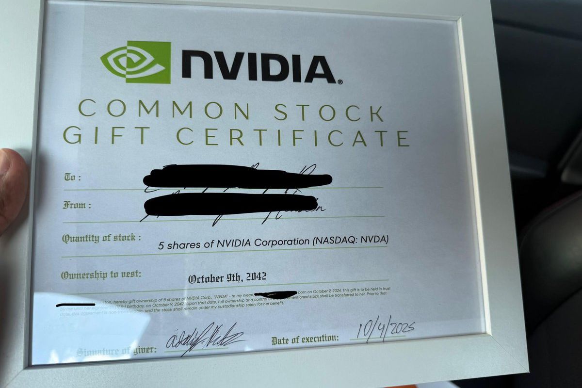 ลุงให้ของขวัญหลานสาว 1 ขวบ ‘NVIDIA 5 หุ้น’ แทนของเล่น