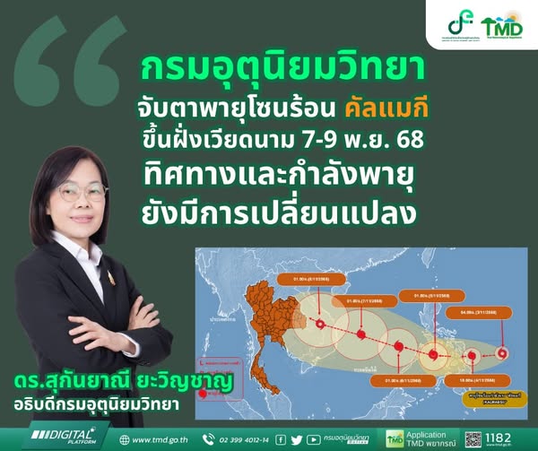 อธิบดีกรมอุตุนิยมวิทยา แนะยังต้องติดตามทิศทางพายุคับแมกี