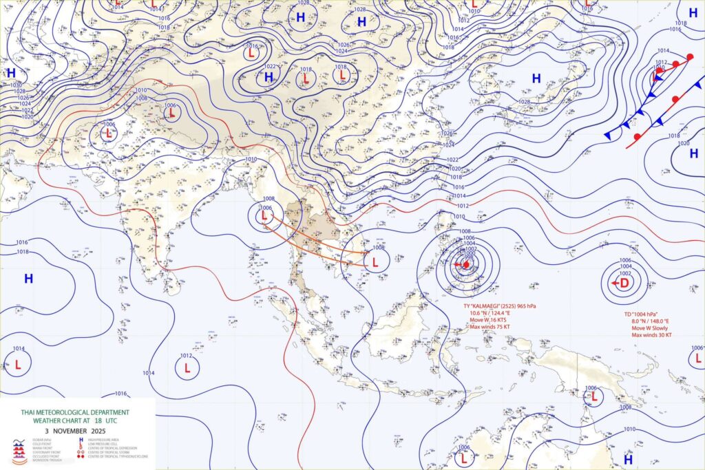 กรมอุตุฯ-แผนที่อากาศผิวพื้น พายุคาแมกี