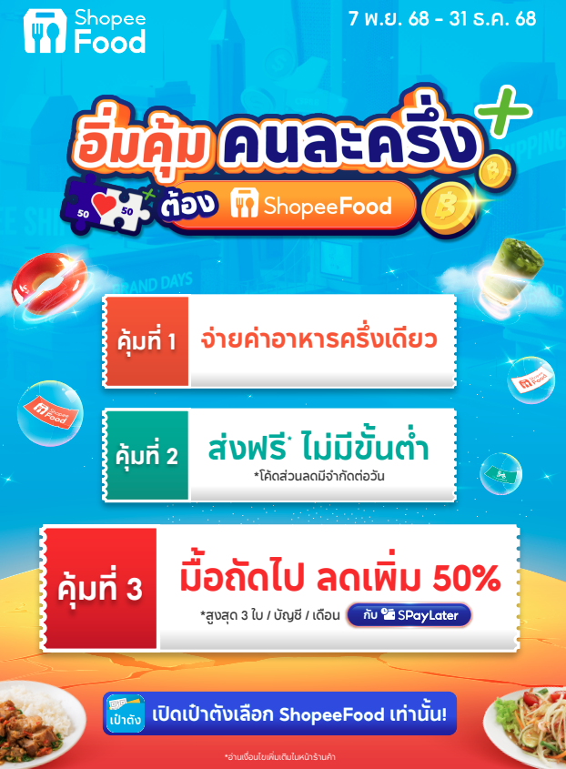 แพลตฟอร์มฟู้ดเดลิเวอรี่ คนละครึ่งพลัส 