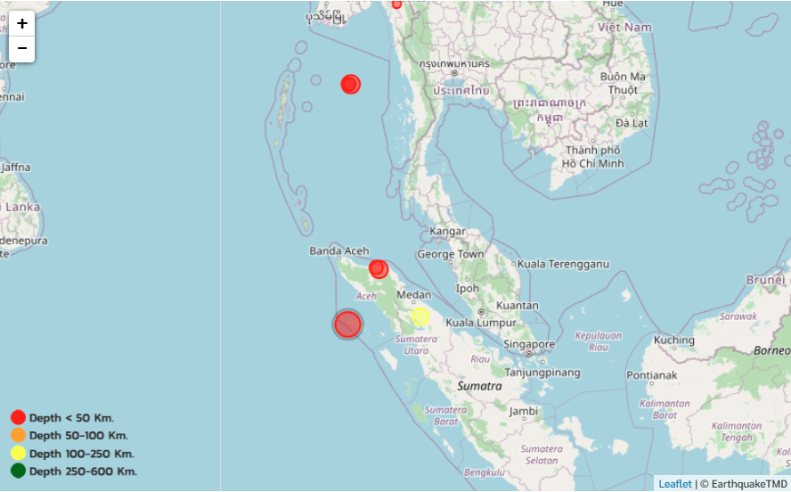 แผ่นดินไหว ขนาด 6.4 เกาะสุมาตรา ห่างภูเก็ต 661 กม. กรมอุตุฯยันไม่มีสึนามิ