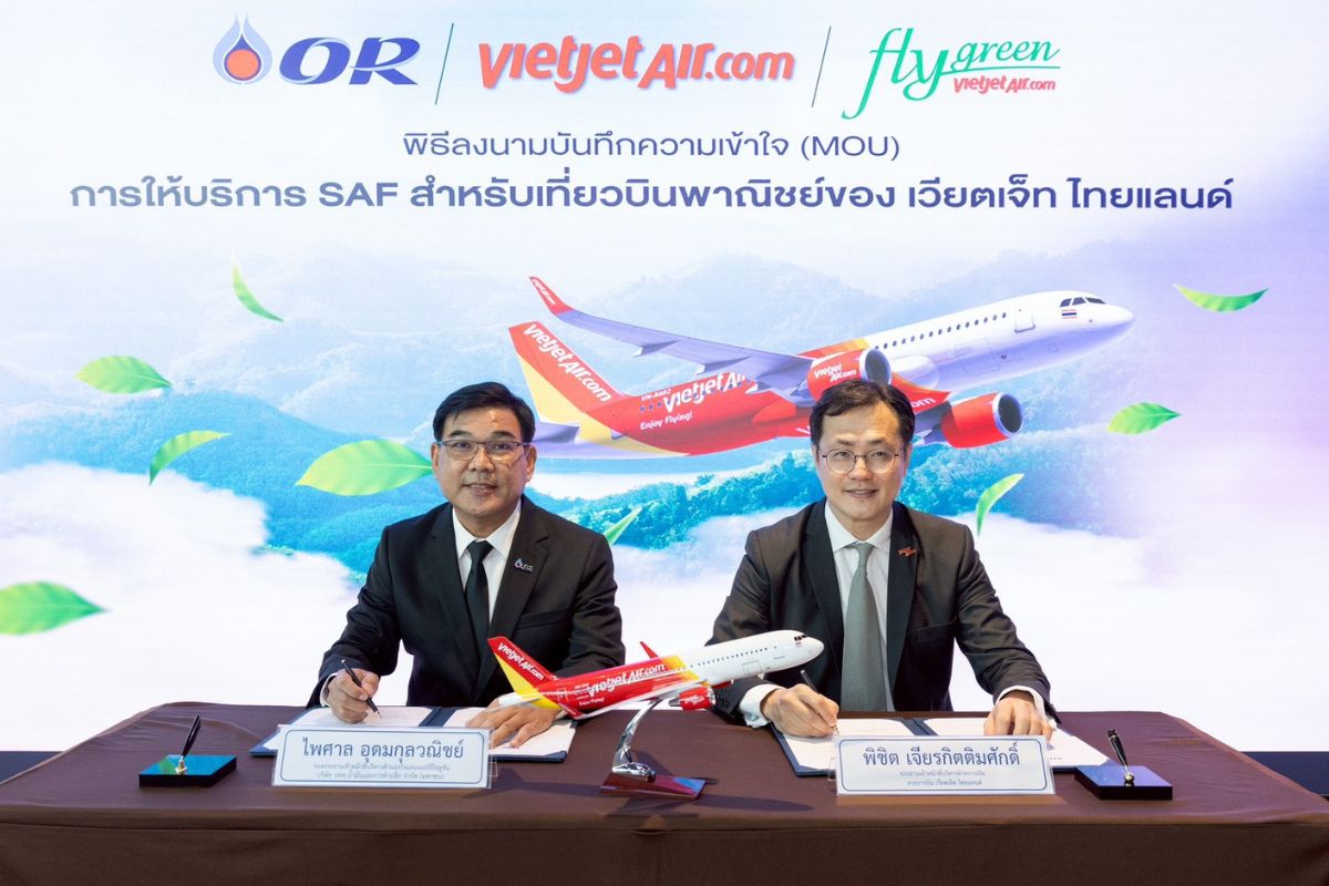 OR ป้อนน้ำมัน SAF ให้เวียตเจ็ทไทยแลนด์ จ่อเปิด Green Route เพิ่ม