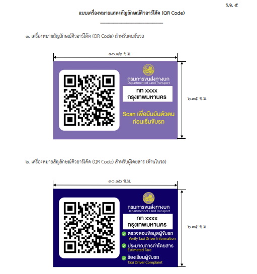ขนส่งทางบกออกประกาศใหม่ ให้แท็กซี่ติดคิวอาร์โค้ด ตรวจสอบค่าโดยสาร-ร้องเรียนการบริการ