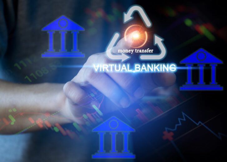 digital bank virtual bank online banking and digital money Human-facing digital virtual banking on decentralized banking and finance data networks, FinTech, cyber security