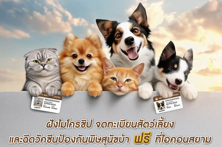 .ไอคอนสยาม เปิดจุดบริการฝังไมโครชิป-ฉีดวัคซีนสัตว์เลี้ยง…ฟรี!.