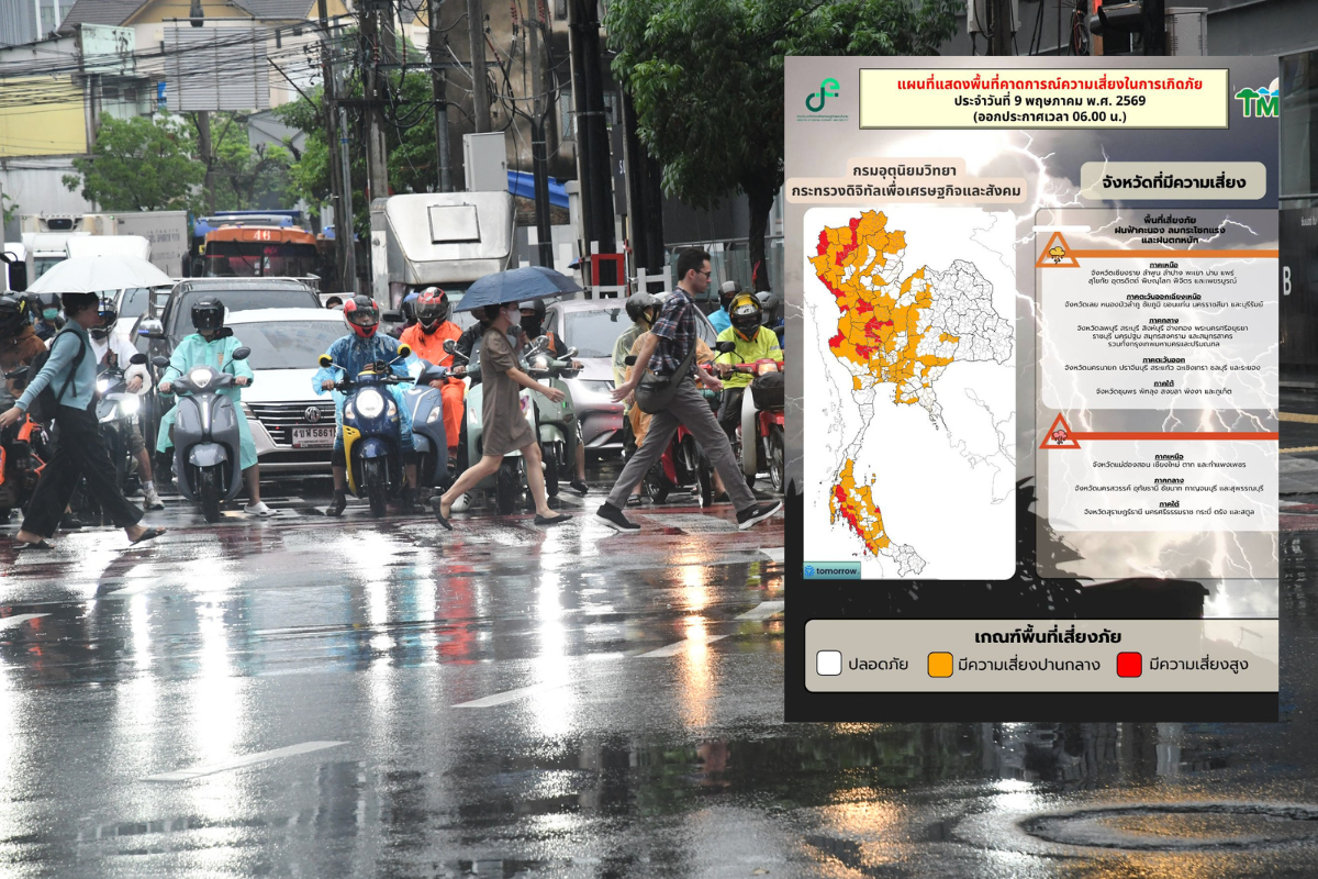 กรมอุตุนิยมวิทยา วันนี้ เตือน “อากาศแปรปรวน-ฝนตกหนัก-ลมแรง” ฉบับที่ 8