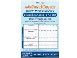 BEM แจ้งอัตราค่าโดยสารใหม่ของรถไฟฟ้าสายสีน้ำเงิน