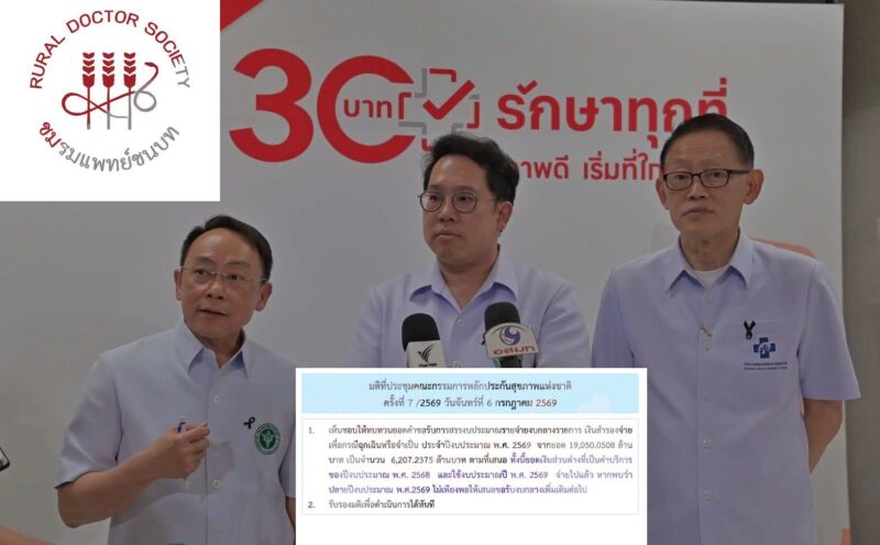 แพทย์ชนบทแฉงบฯ สธ. ไม่พอต้นทุนจริง ! ชี้ปม รพ.ขาดเงิน จี้ ครม. อัดงบฯกลางปี’69